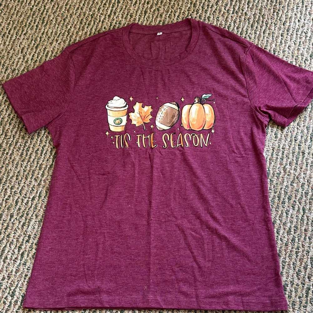 ‘Tis The Season Marled Burgundy Seasonal Graphic T-Shirt
